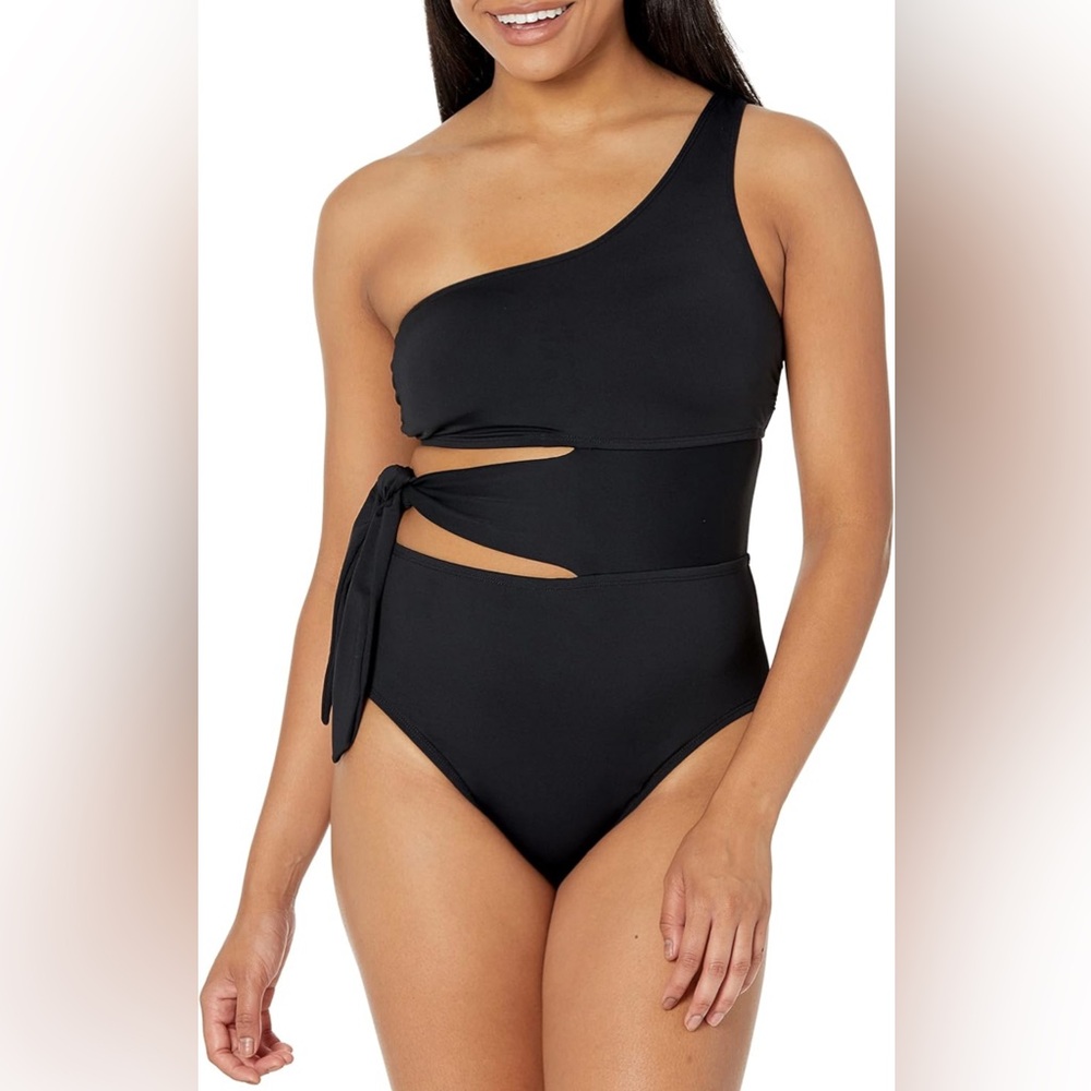 La Blanca Women's One Piece Swimsuit Cutout Single Shoulder Tummy Control Size 8
